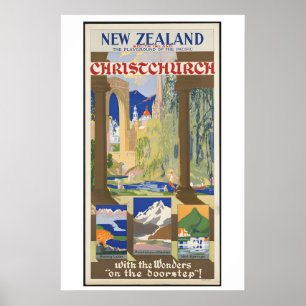 Affiche de voyage vintage de Nouvelle-Zélande - En