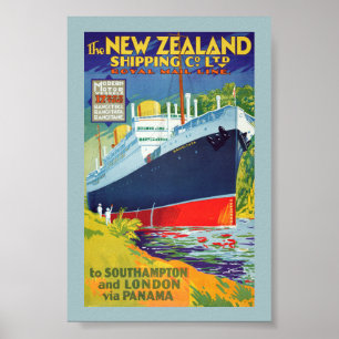 Affiche de voyage vintage de Nouvelle-Zélande rest