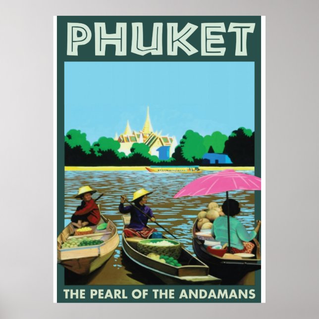Affiche de voyage vintage de Phuket. (Devant)