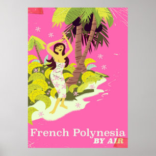 Affiche de voyage vintage de Polynésie française