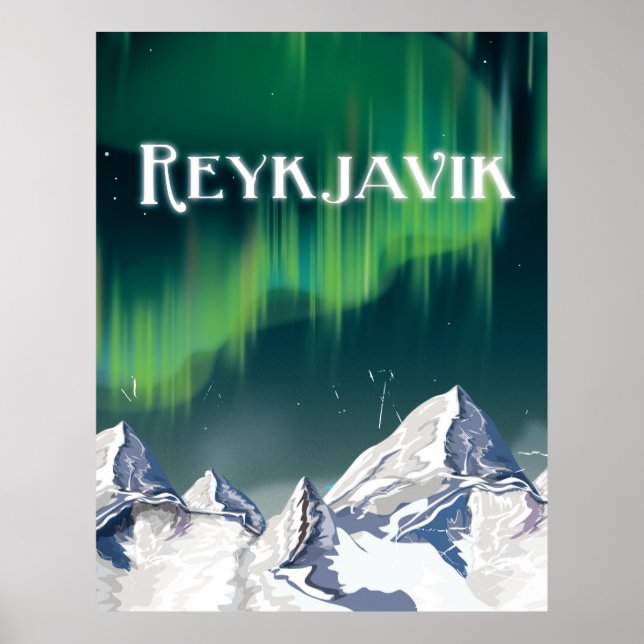 Affiche de voyage vintage de Reykjavik (Devant)