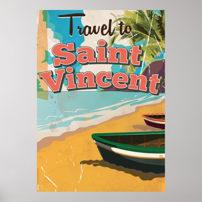 Affiche de voyage vintage de Saint-Vincent. (Devant)