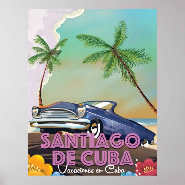 Affiche de voyage vintage de Santiago de Cuba (Devant)