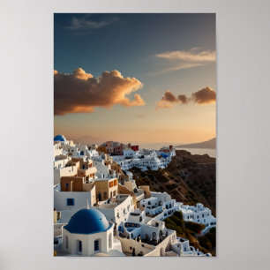Affiche de voyage vintage de Santorin