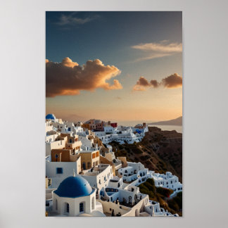 Affiche de voyage vintage de Santorin
