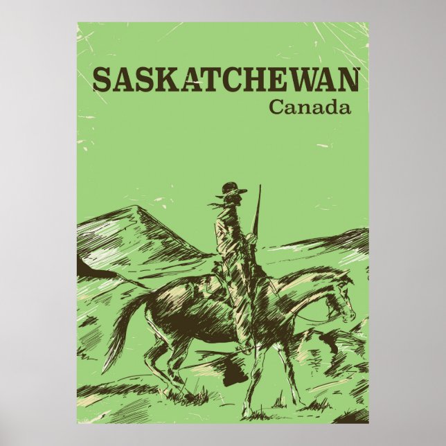 Affiche de voyage vintage de Saskatchewan Canada (Devant)