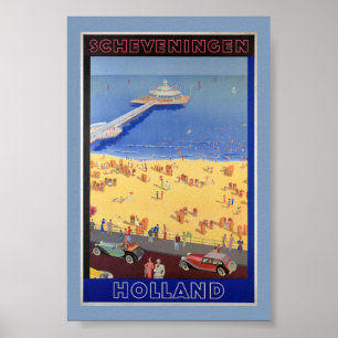 Affiche de voyage vintage de Scheveningen en Holla