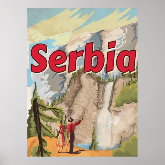 Affiche de voyage vintage de Serbie (Devant)