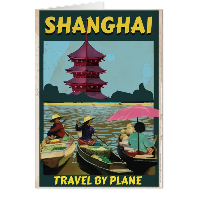 Affiche de voyage vintage de Shanghai (Devant)