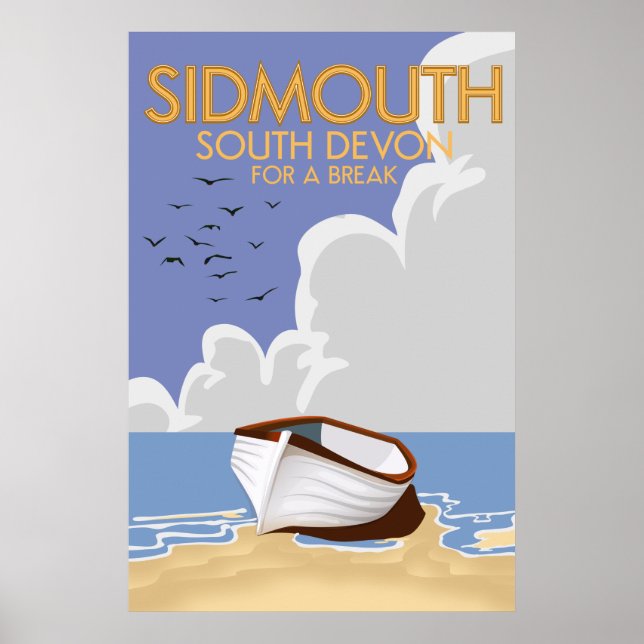 Affiche de voyage vintage de Sidmouth South Devon. (Devant)