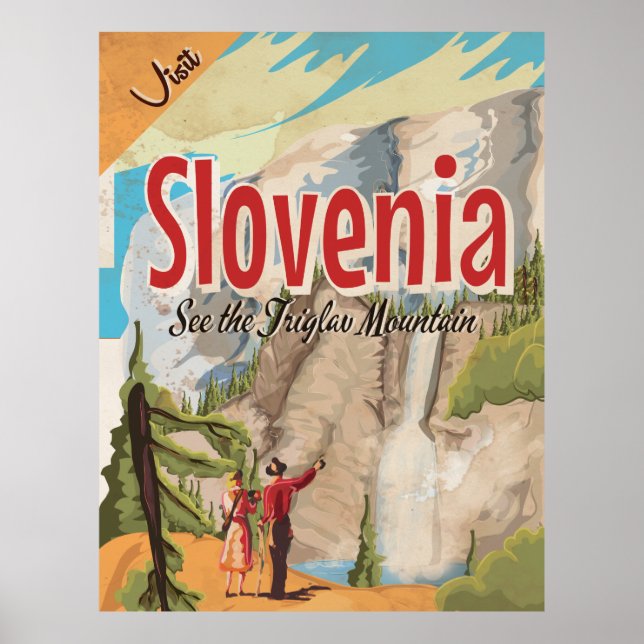 Affiche de voyage vintage de Slovénie (Devant)