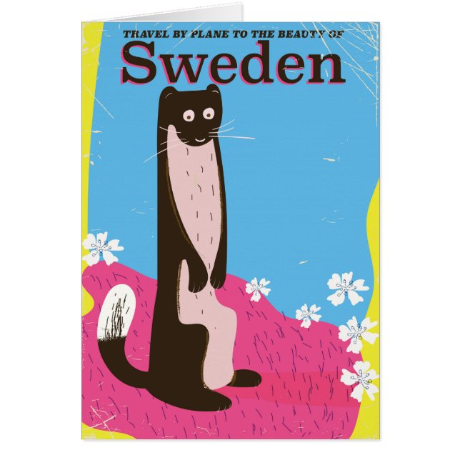 Affiche de voyage vintage de Suède dessin animé (Devant)