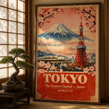 Affiche de voyage vintage de Tokyo Japon – Art mur
