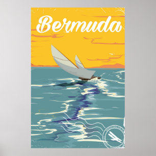 Affiche de voyage vintage de voile aux Bermudes