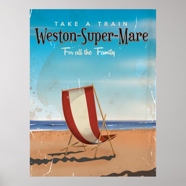 Affiche de voyage vintage de Weston Super Mare. (Devant)