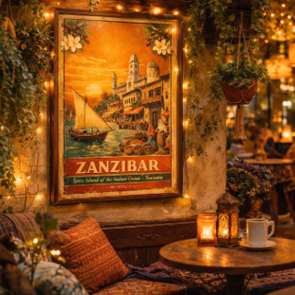 Affiche de voyage vintage de Zanzibar|Île aux épic