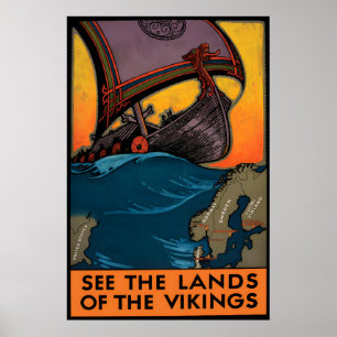 Affiche de voyage vintage Découvrez la terre des V