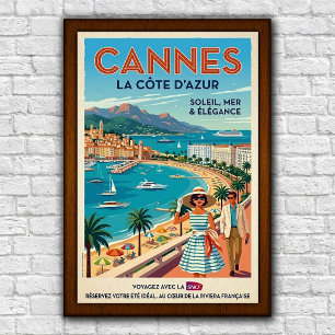 Affiche de voyage vintage des années 1960 à Cannes
