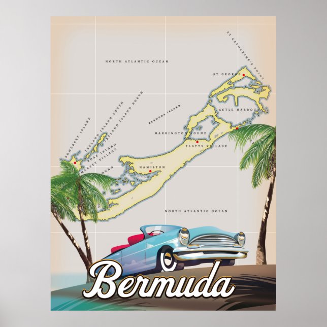 Affiche de voyage vintage des Bermudes (Devant)