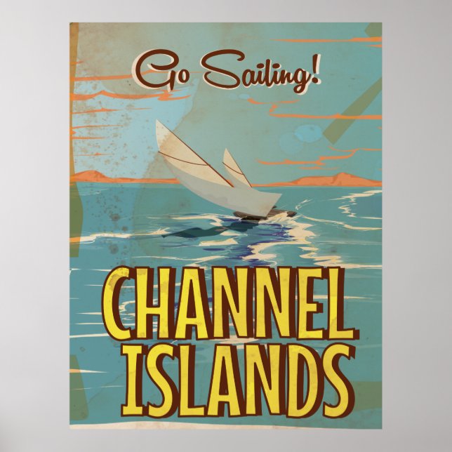 Affiche de voyage vintage des îles Channel (Devant)