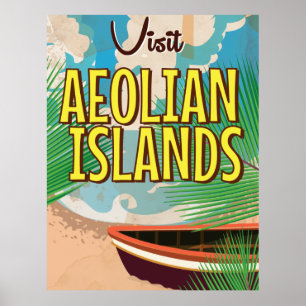 Affiche de voyage vintage des îles Éoliennes