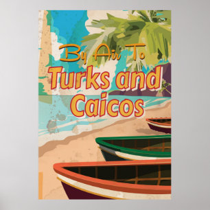 Affiche de voyage vintage des îles Turques-et-Caïq