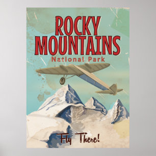 Affiche de voyage vintage des Montagnes Rocheuses