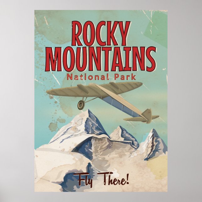 Affiche de voyage vintage des Montagnes Rocheuses (Devant)