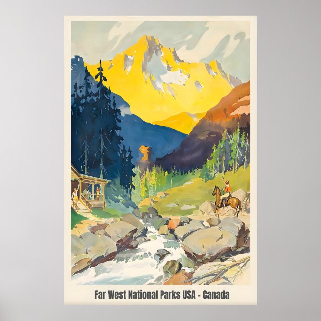 Affiche de voyage vintage des parcs nationaux USA  (Devant)
