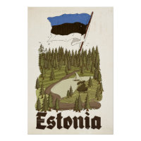 Affiche de voyage vintage d'Estonie