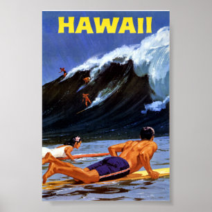Affiche de voyage vintage d'Hawaii restaurée