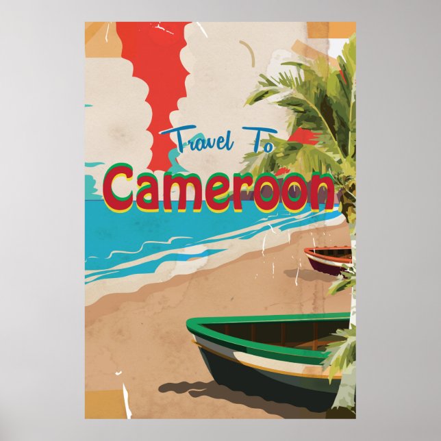 Affiche de voyage vintage du Cameroun (Devant)