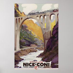Affiche de voyage vintage du chemin de fer de Nice