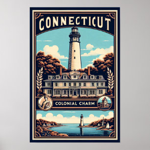 Affiche de voyage vintage du Connecticut