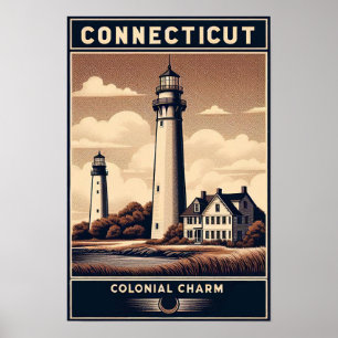 Affiche de voyage vintage du Connecticut