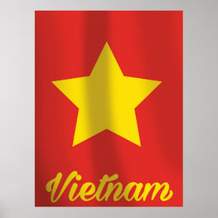 Affiche de voyage vintage du drapeau du Vietnam