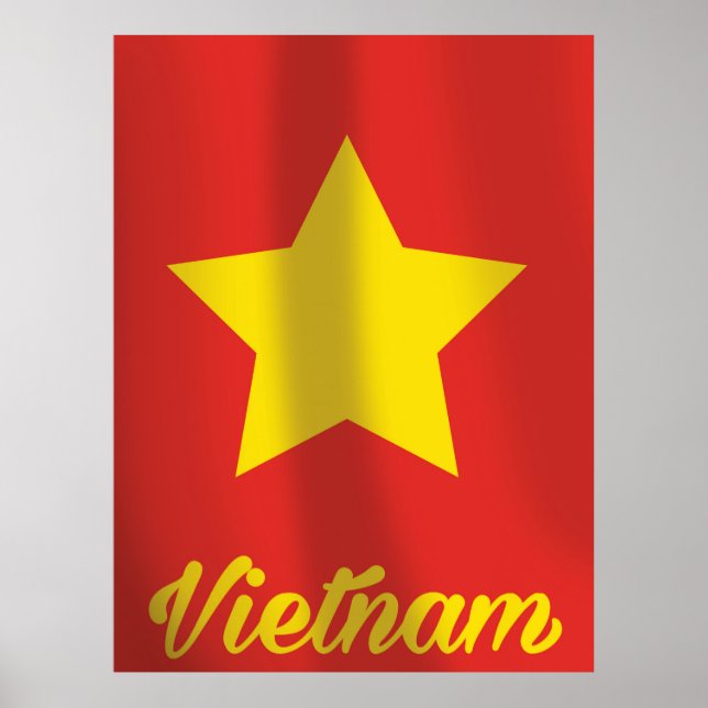 Affiche de voyage vintage du drapeau du Vietnam (Devant)