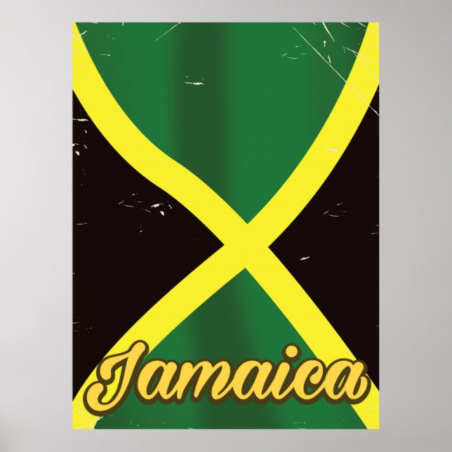 Affiche de voyage vintage du drapeau jamaïcain (Devant)