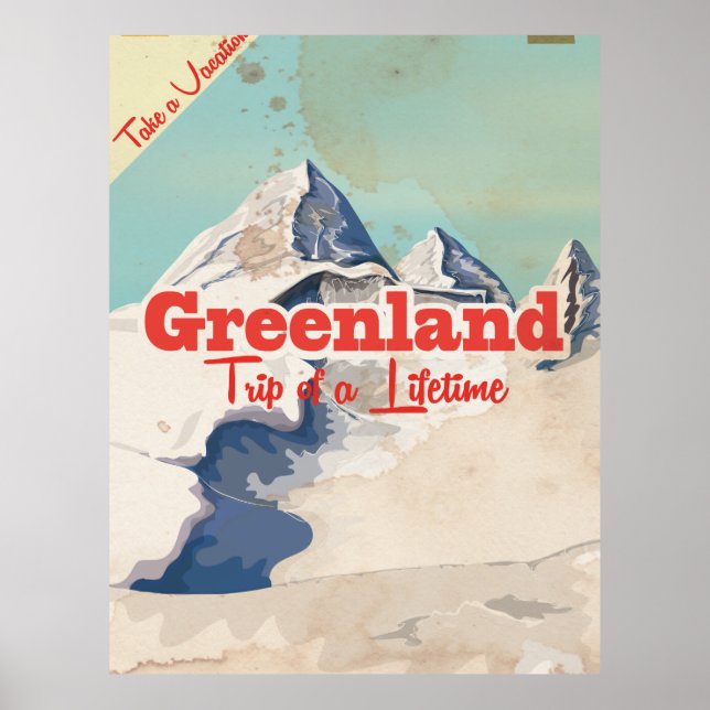 Affiche de voyage vintage du Groenland (Devant)