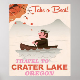 Affiche de voyage vintage du lac Crater Oregon