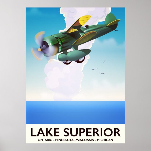 Affiche de voyage vintage du lac Supérieur (Devant)