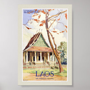 Affiche de voyage vintage du Laos