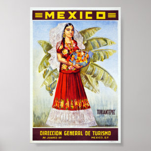 Affiche de voyage vintage du Mexique restaurée
