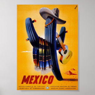 Affiche de voyage vintage du Mexique restaurée