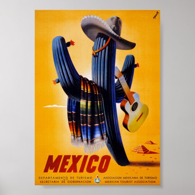 Affiche de voyage vintage du Mexique restaurée (Devant)
