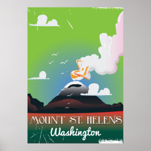 Affiche de voyage vintage du Mont St. Helens.
