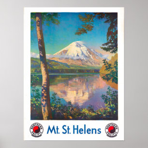 Affiche de voyage vintage du Mont St. Helens