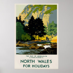 Affiche de voyage vintage du nord du Pays de Galle