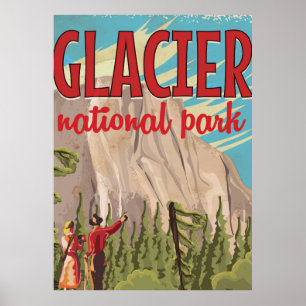 Affiche de voyage vintage du parc national des Gla