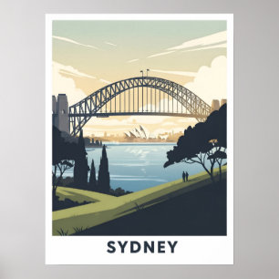 Affiche de voyage vintage du port de Sydney